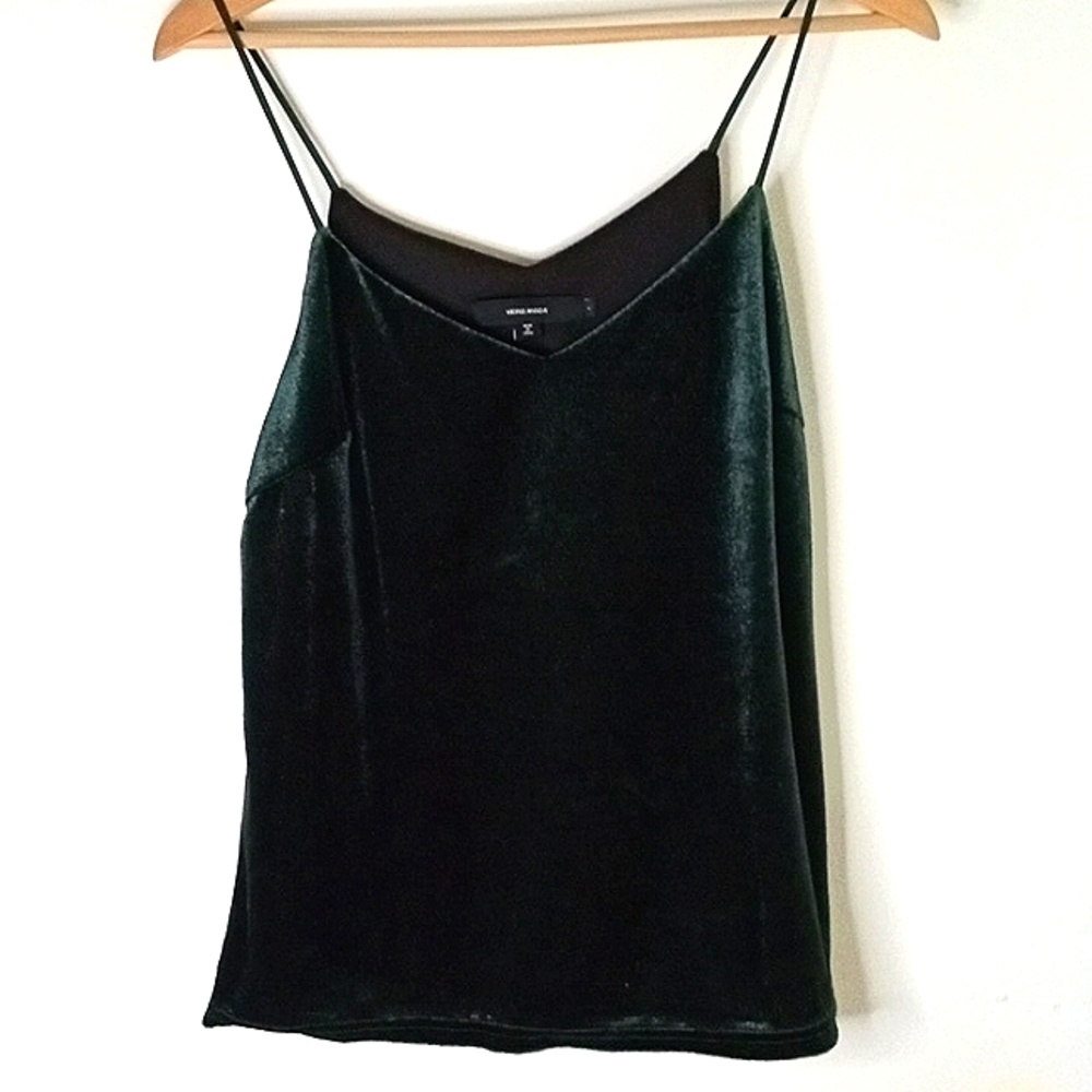 Green Velour Top With Spaghetti Straps